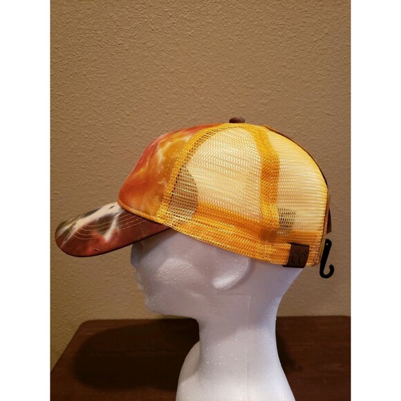 CC Tie Dyed High Bun Ponytail Hat Mustard Color SUPER CUTE Spring Hat - Picture 4 of 12
